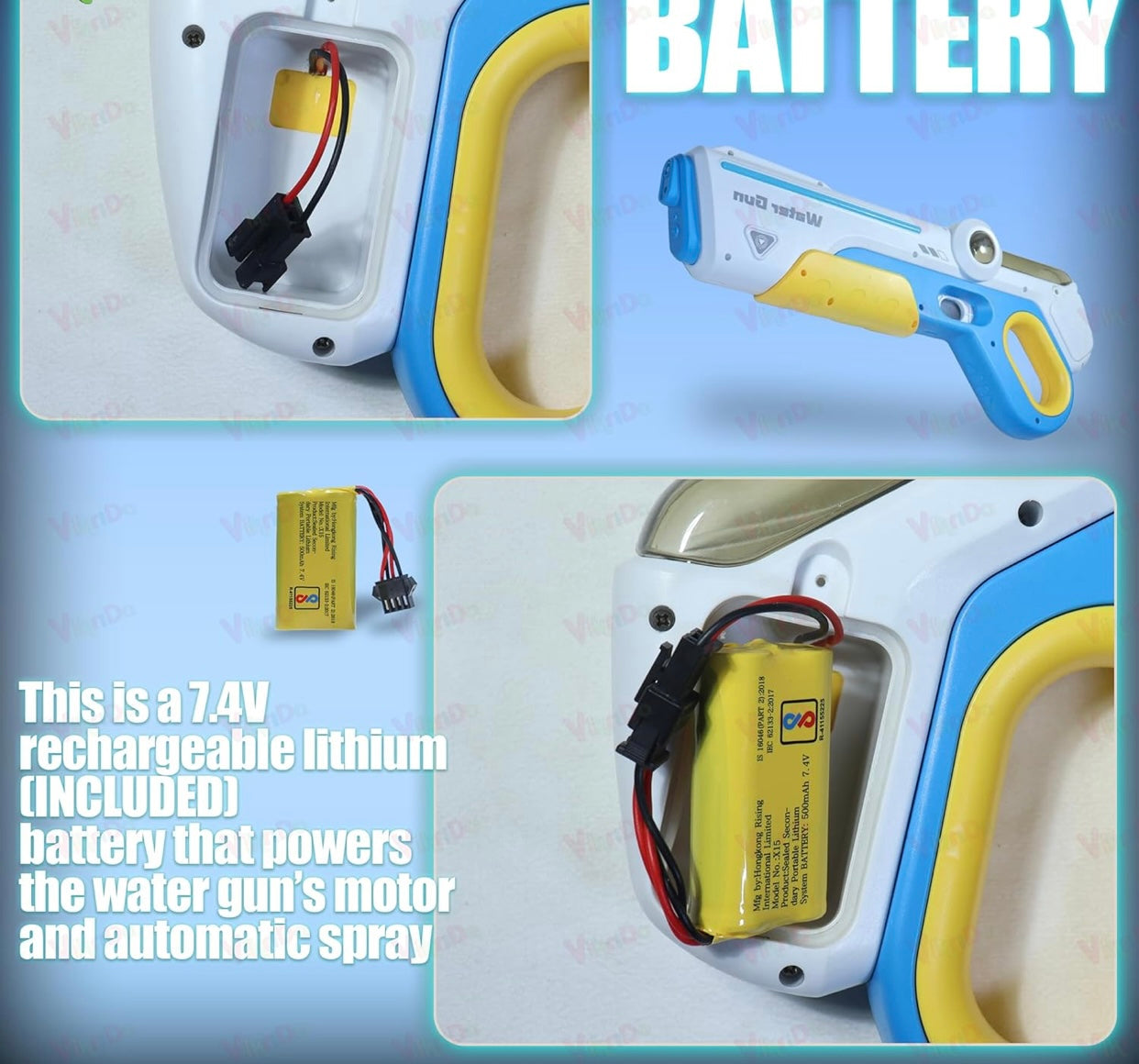Electric Water Gun for Kids – Automatic Rechargeable Summer Water Blaster Toy with Battery & USB Charging