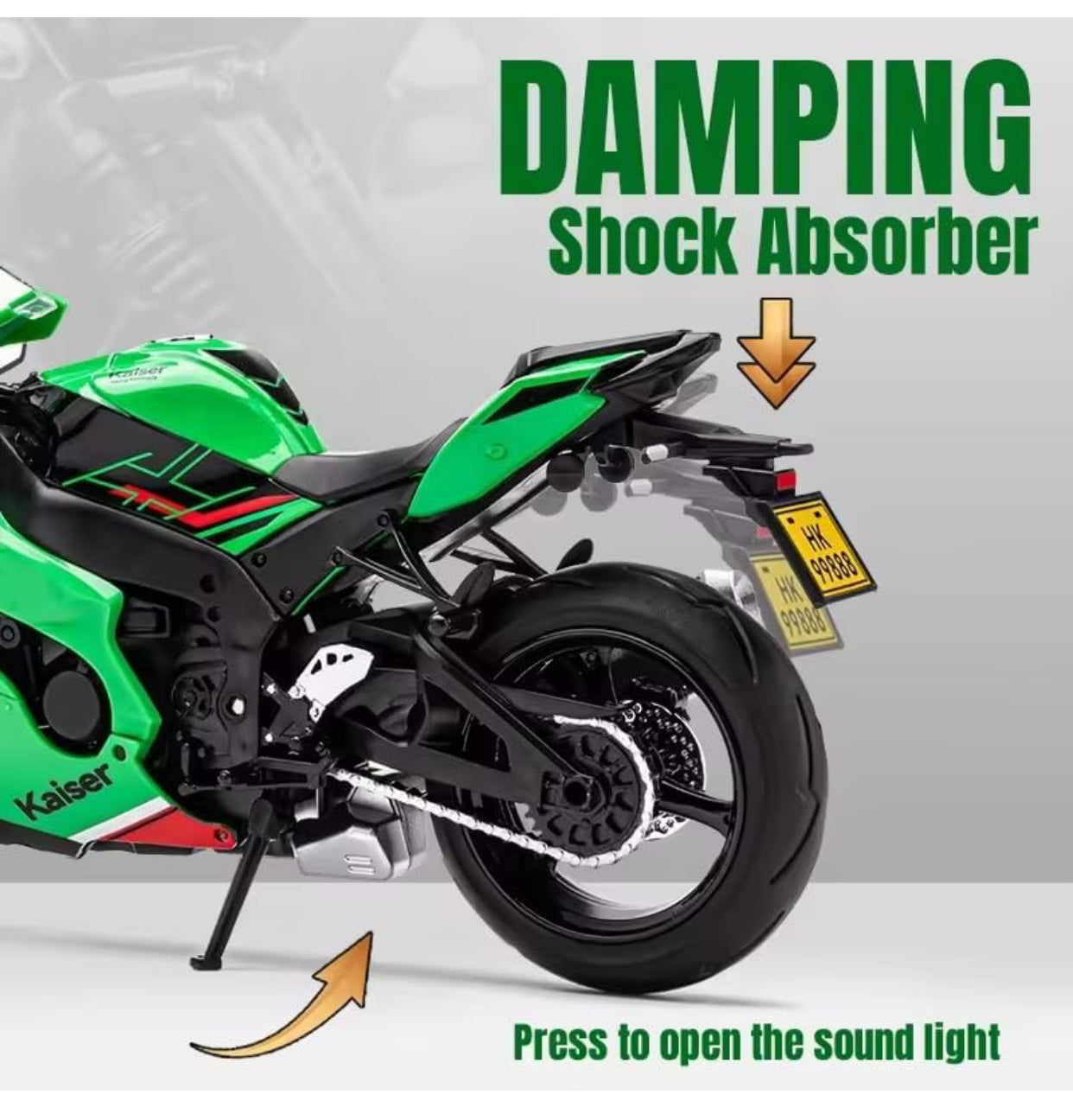 1:12 Kaiser Ninja Style Die-Cast Motorcycle Model – Green Edition