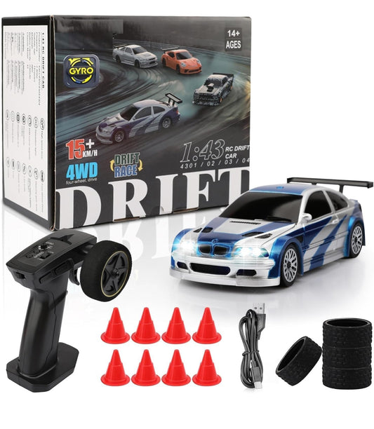 1:43 Scale 4WD RC Drift Car – High-Speed Gyro Drift Racer (15+ km/h)