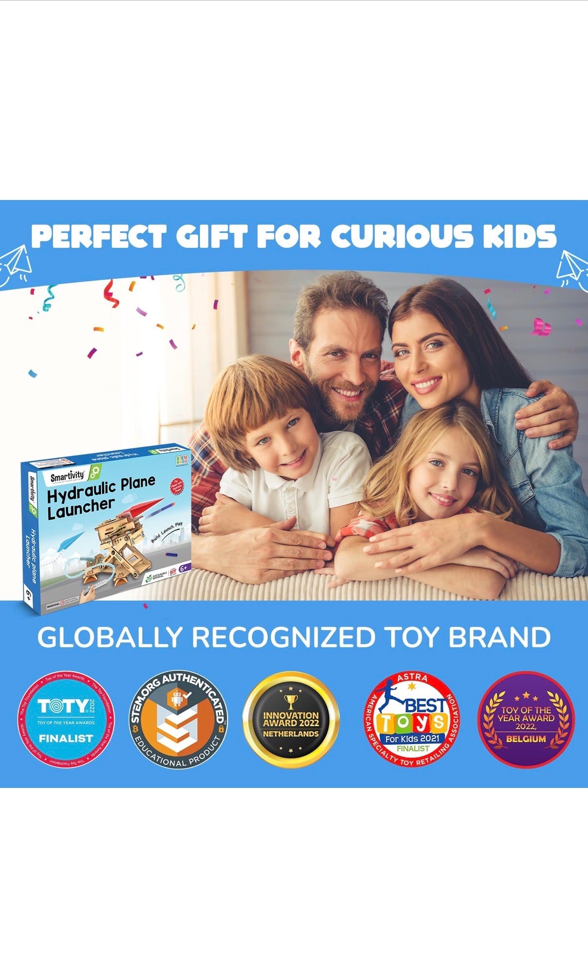 martivity Hydraulic Plane Launcher | DIY STEAM Building Kit for Kids 6-12 | Build & Launch Paper Planes | Learn Hydraulics & Aerodynamics | Eco-Friendly STEM Toy