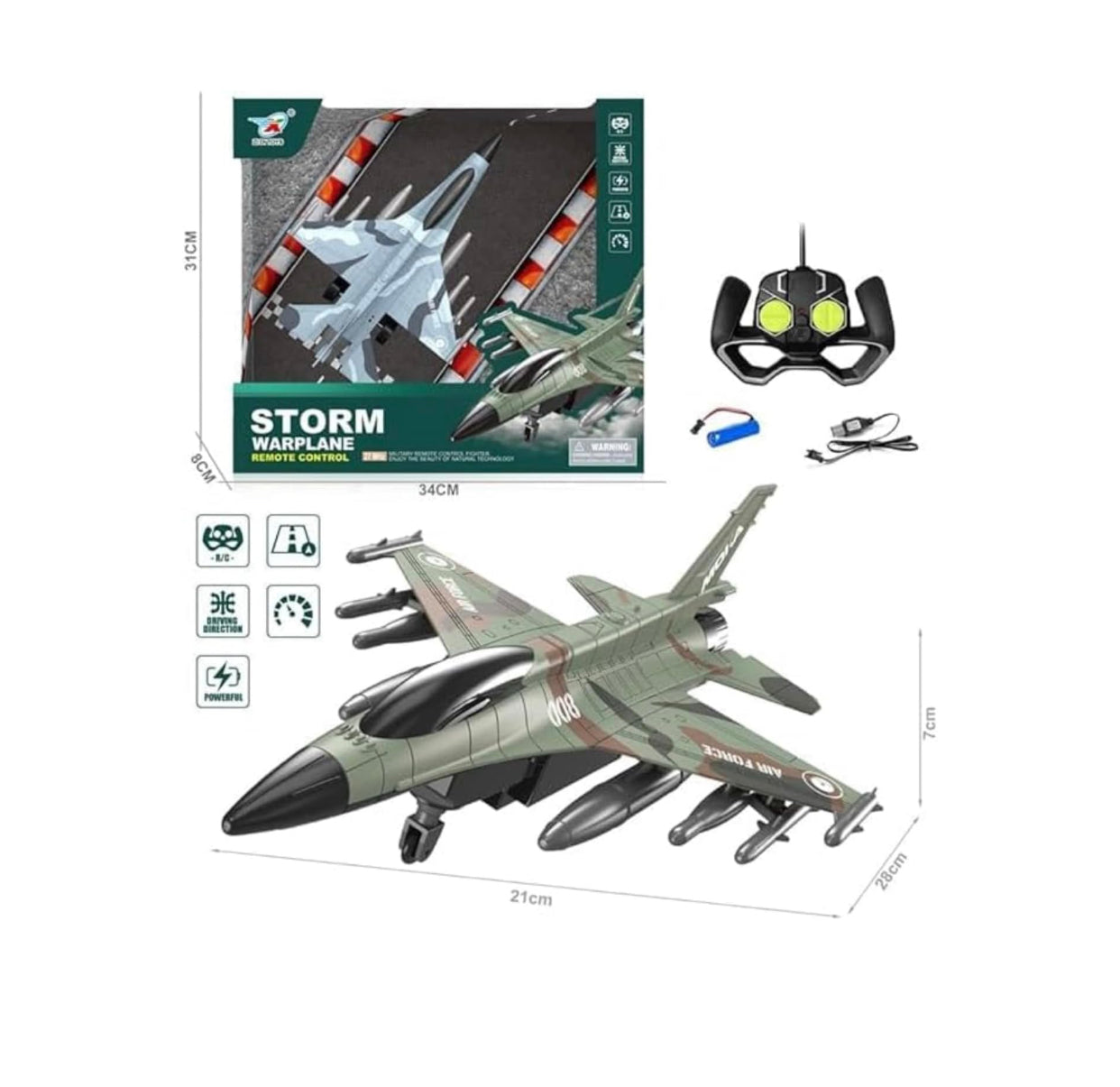 ✈️ RC Storm Warplane – Remote Control Fighter Jet with Lights | Rechargeable