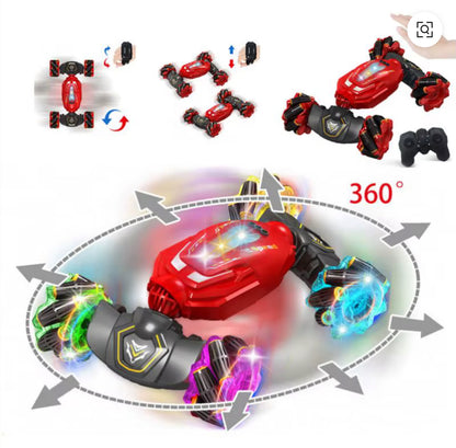 Gesture-Sensing RC Stunt Car – 4WD Drift, 360° Rotation, LED Light-Up Wheels, Rechargeable Remote Control Car