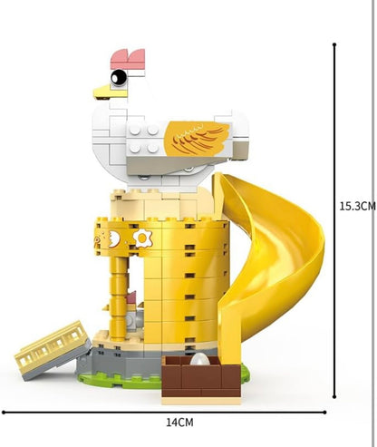 Giant Chicken Coop Building Blocks Set with Slide