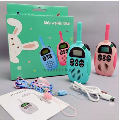 Long Range Kids Walkie Talkie Up to 3 Km, Easy Use, Ages 3+ Color - Aqua Blue and Pink