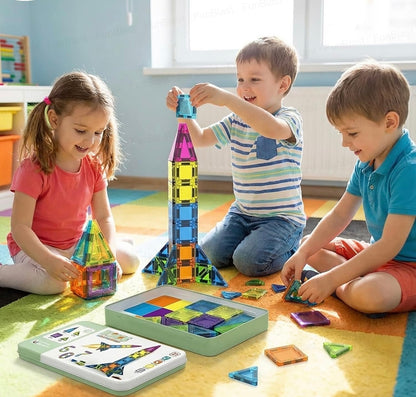 50-Piece Magnetic Building Blocks Set for Kids – Educational STEM Construction Toy with Storage Box