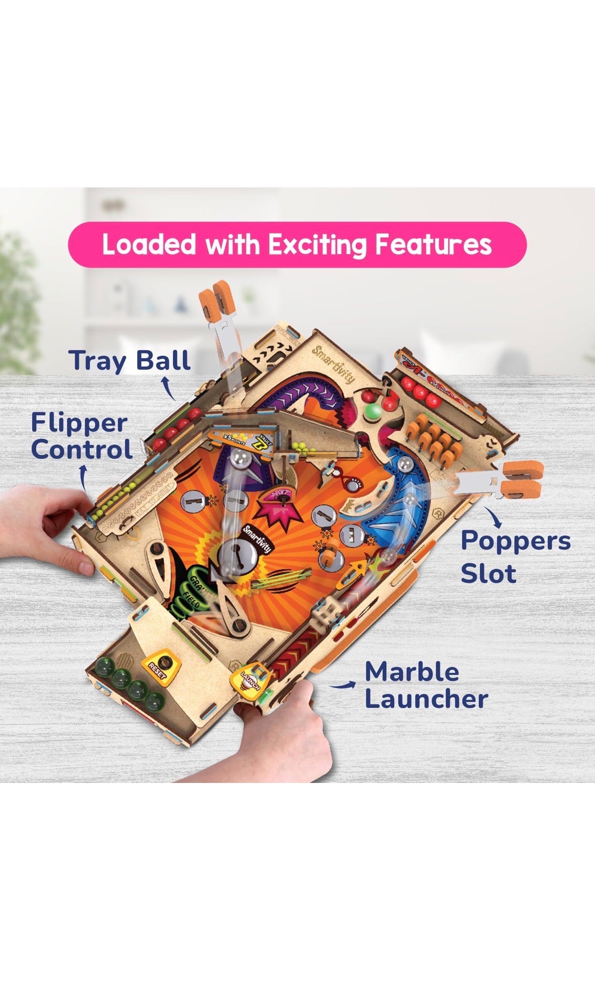 Smartivity DIY Pinball Machine - Award-Winning STEM Learning Toy for Kids Ages 8+ | Build Your Own Wooden Arcade Game