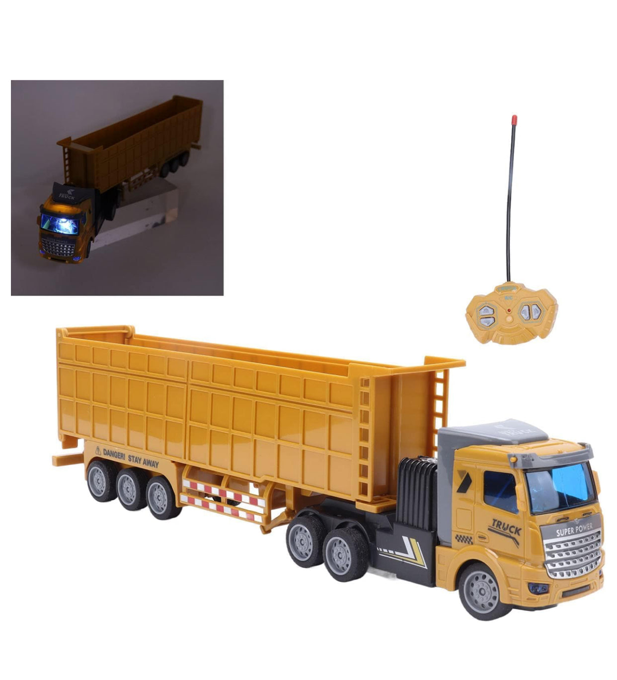 RC Super Power Long Trailer Truck – Remote Control Transport Truck Toy (Yellow)