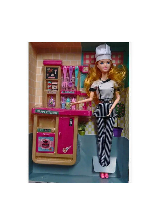Chef Doll With Happy Kitchen Playset – Cooking Role-Play Toy for Kids