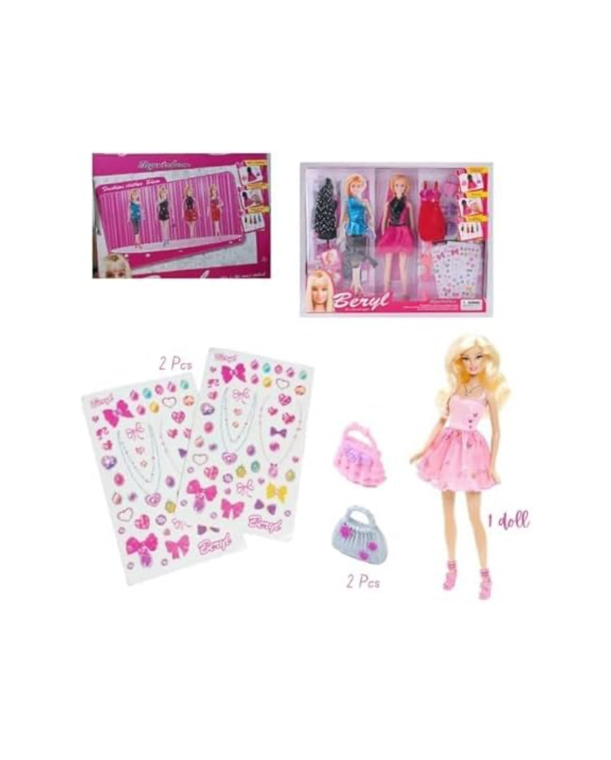Beryl Fashion Doll Deluxe Dressing Set – With Outfits & Stickers (3+)