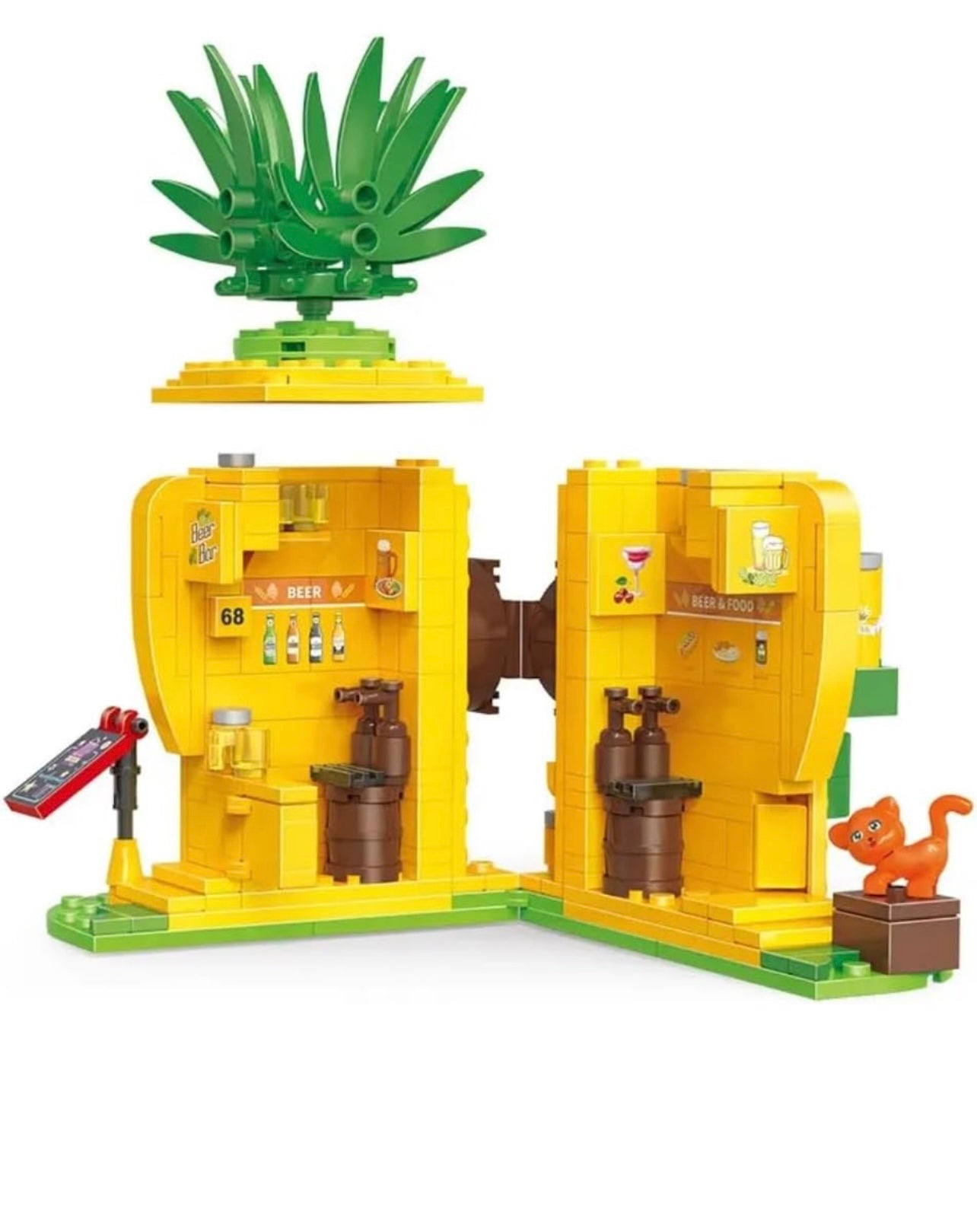 🍍 Funny Pineapple Building Block Toy with Accessories – Creative Cartoon Brick Set