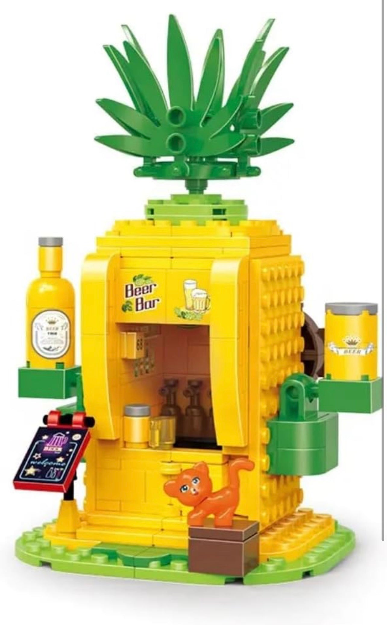 🍍 Funny Pineapple Building Block Toy with Accessories – Creative Cartoon Brick Set