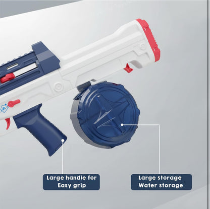 Powerful electric water gun with drum tank, tactical design & long-range spray – ultimate summer water battle toy