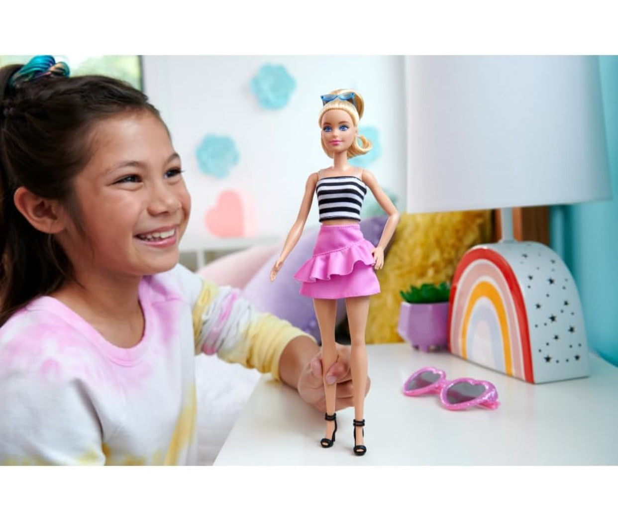Barbie Fashion Doll – 65th Anniversary Edition | Stylish Pink Skirt & Striped Top