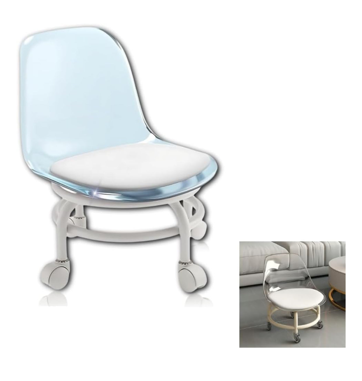 🪑 Modern Transparent Swivel Chair with Wheels – Comfort & Style Combined
