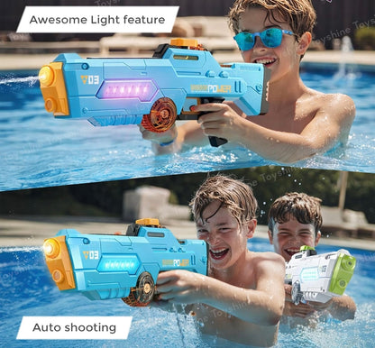 Electric Water Gun for Kids – High Power Automatic Water Blaster with LED Lights | Rechargeable Summer Pool Toy