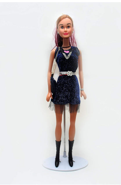 Glam Night Fashion Doll – Sparkly Navy Party Dress & Accessories