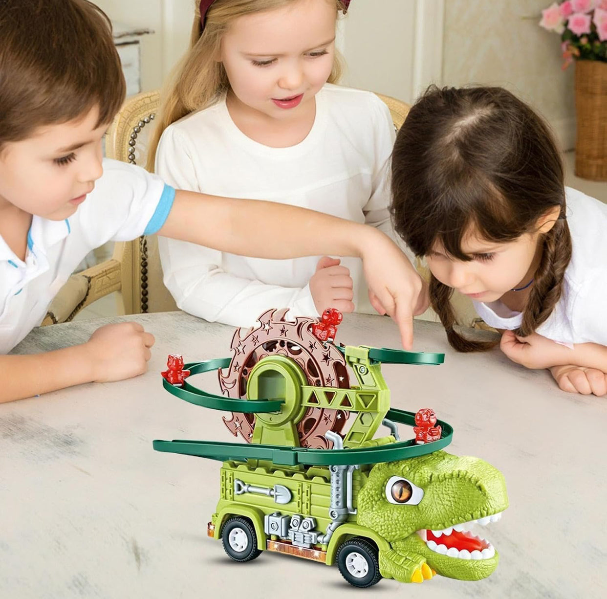 Dinosaur Spinning Track Adventure Truck – Lights & Moving Animals