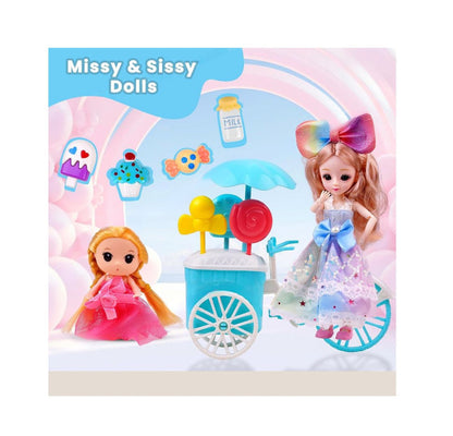 Pretty Girl Glam Gloria Doll Playset – Ice Cream Cart, Mini Doll & Accessories (3+ Years)