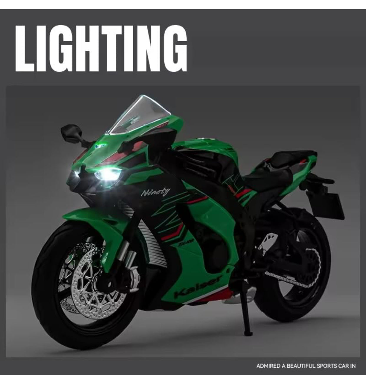 1:12 Kaiser Ninja Style Die-Cast Motorcycle Model – Green Edition