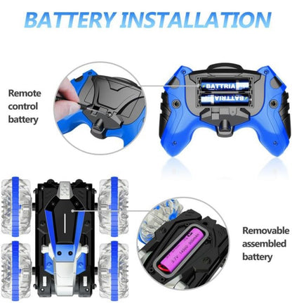 All-Terrain RC Stunt Car – Water & Land 4WD Double-Sided Rotating Racer (Rechargeable) – Ages 6+