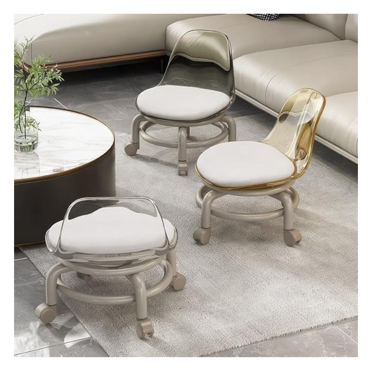 🪑 Modern Transparent Swivel Chair with Wheels – Comfort & Style Combined