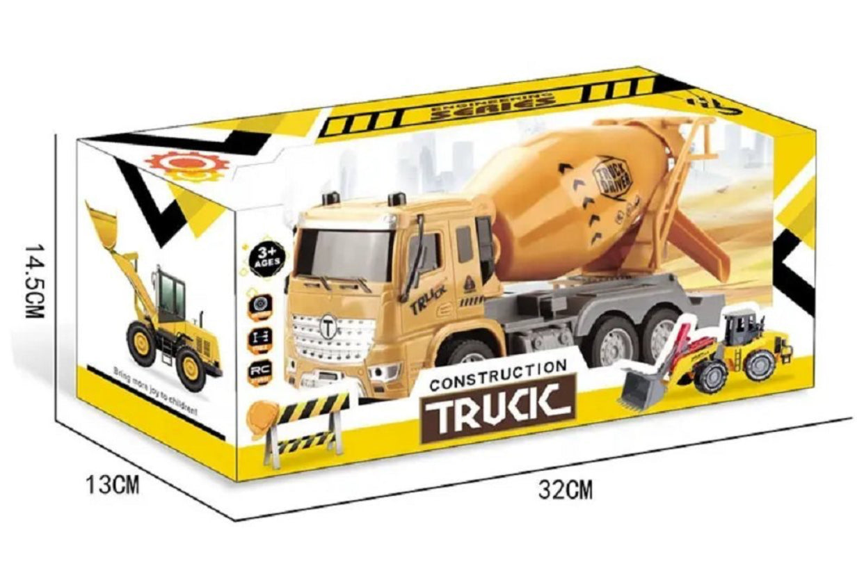 1:16 RC Construction Cement Mixer Truck – Remote Control Construction Vehicle Toy for Kids (32cm)