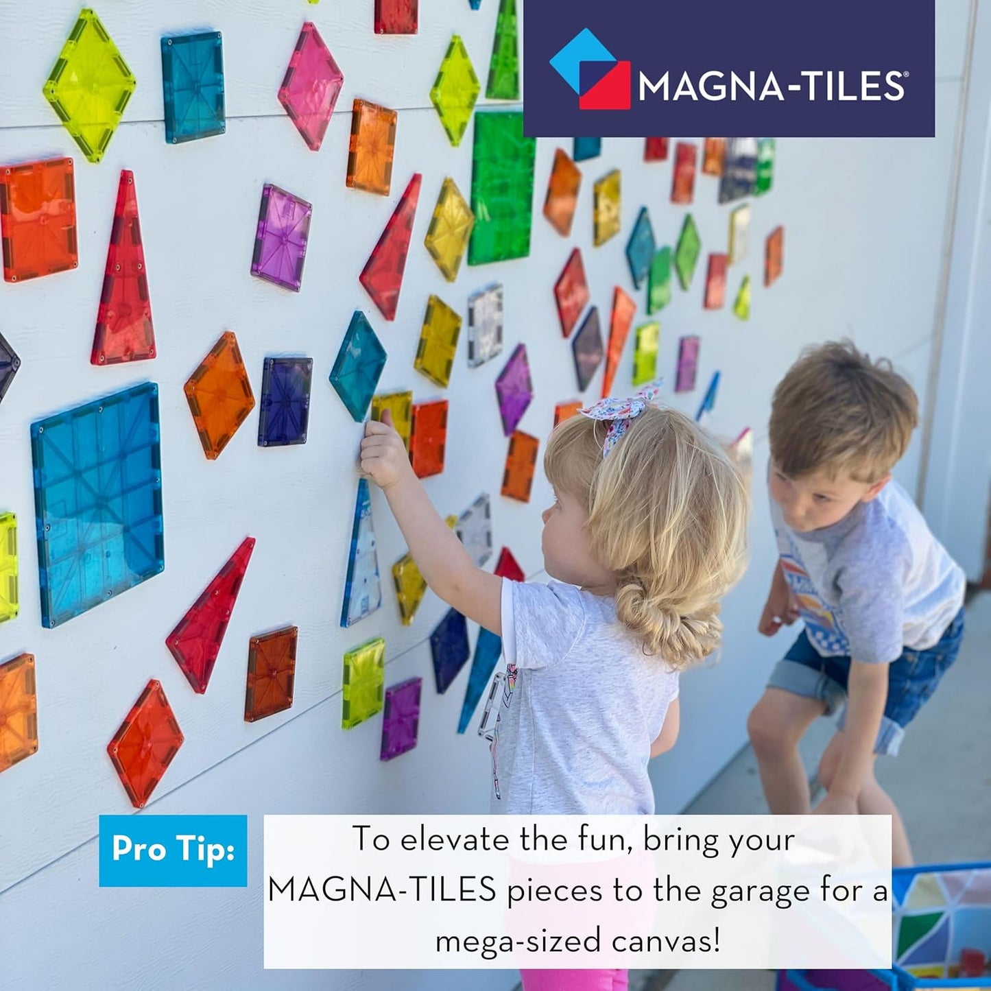 Magna-Tiles Magnetic Building Toys,Clear Colors Set,Multi Color (100 Pieces)