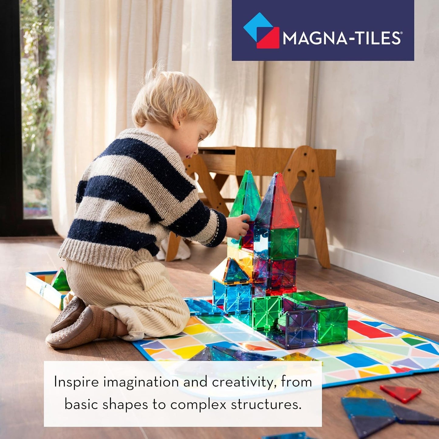 Magna-Tiles Magnetic Building Toys,Clear Colors Set,Multi Color (100 Pieces)