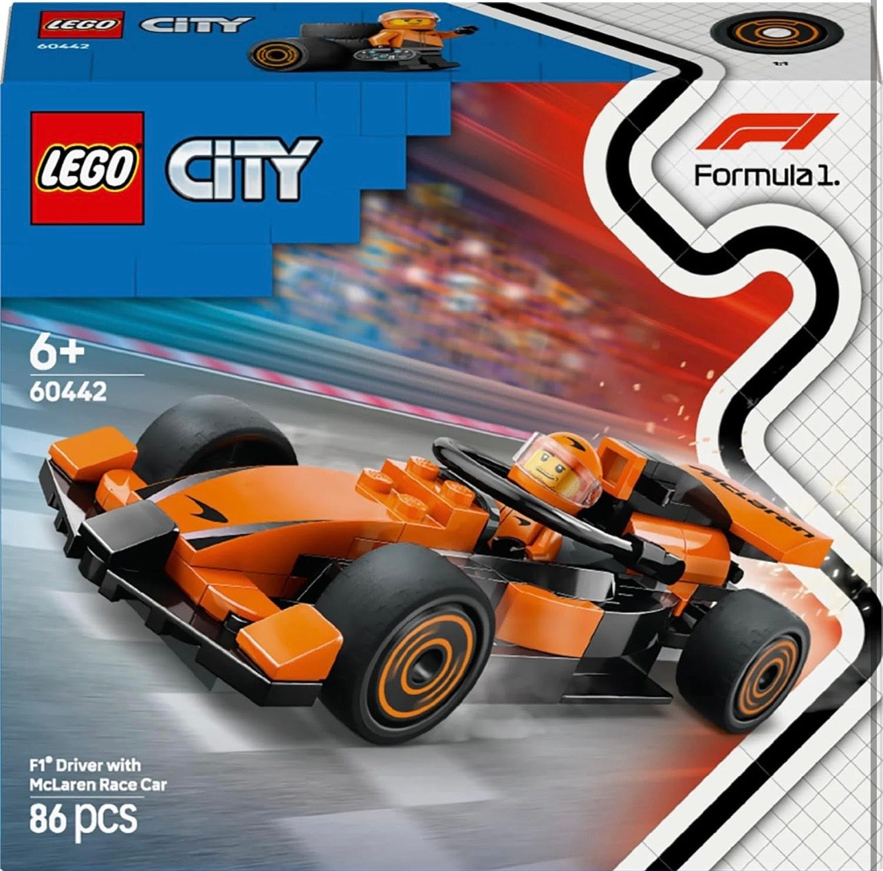 LEGO City F1 Driver with McLaren Race Car (60442) – Formula 1 Building Toy Set