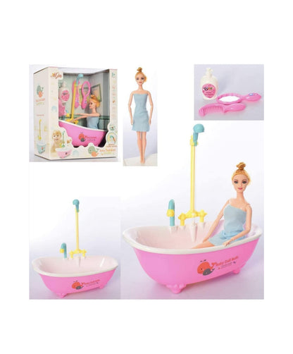 Deluxe Doll Bath & Beauty Playset – With Bathtub, Accessories & Fashion Dress (3+ Years)