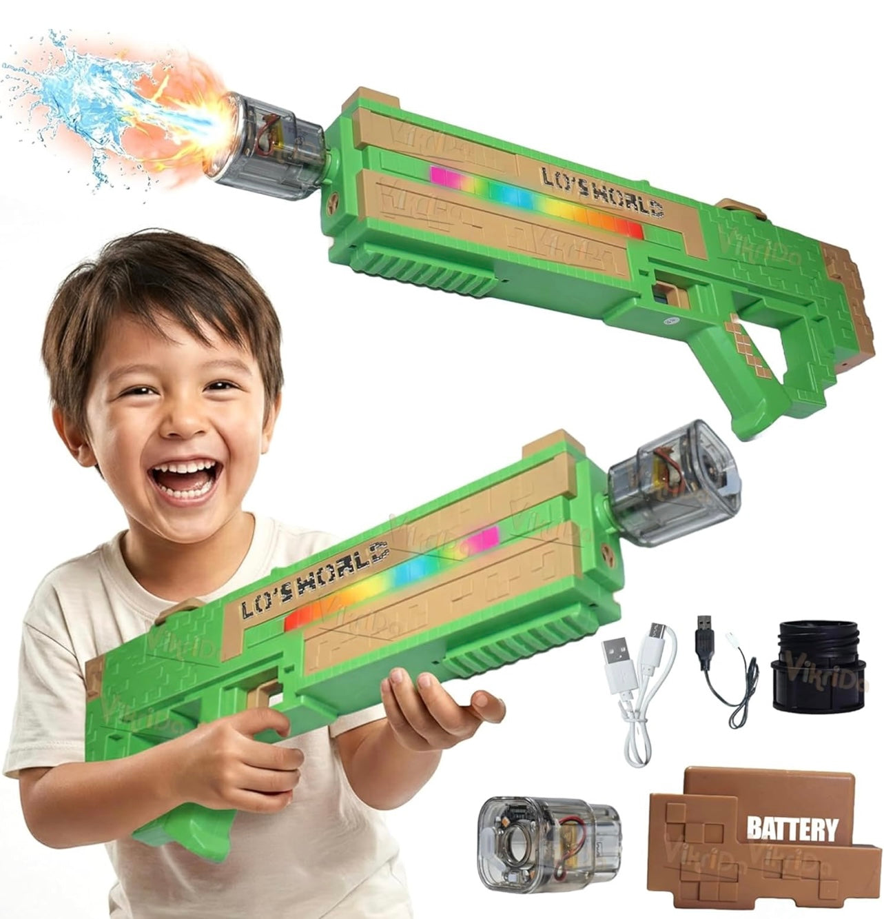 Electric LED Water Gun for Kids | Rechargeable Automatic Light-Up Water Blaster