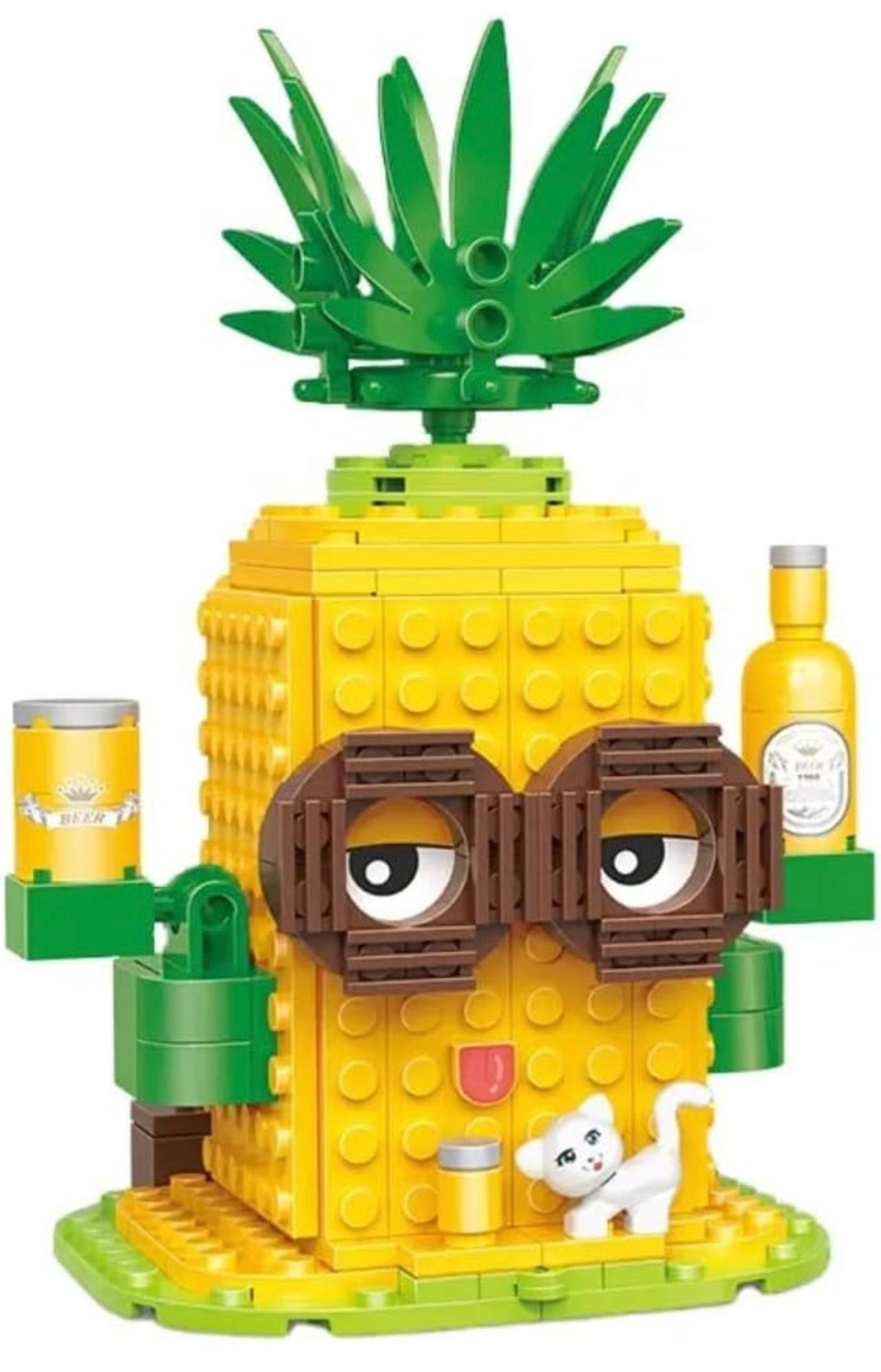 🍍 Funny Pineapple Building Block Toy with Accessories – Creative Cartoon Brick Set