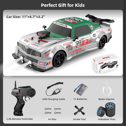 🏁 High-Speed RC Drift Racing Car – 2.4GHz Remote Control, LED Lights, Full Accessories Kit