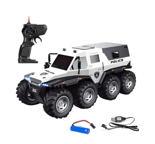 🚓 6-Wheel RC Police Truck – Heavy-Duty Remote Control Vehicle for Kids