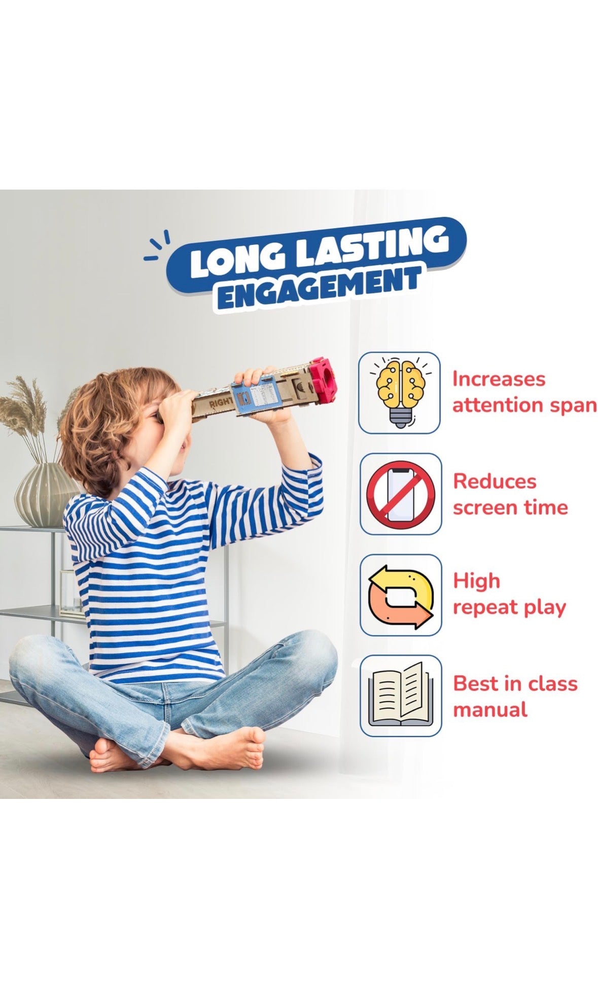 Smartivity Telescope | DIY STEAM Building Kit for Kids 8-14 | Build Your Own 8x Zoom Telescope | Learn Astronomy & Optics | Eco-Friendly STEM Toy