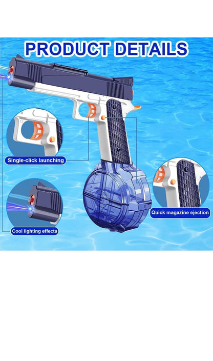 💦 Water Battle Electric Water Gun with Drum Magazine – Rechargeable Automatic Water Blaster Toy