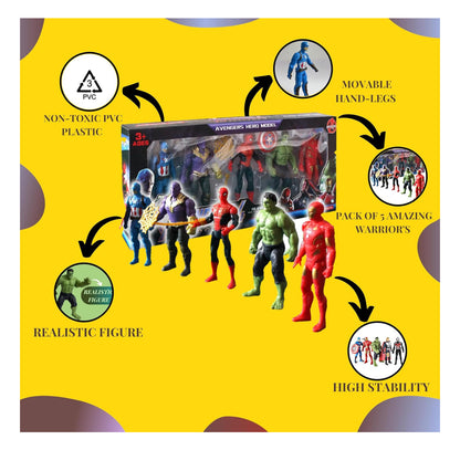 Avengers 4 Endgame Action Figure Set – 6 Superhero Figures | Hulk, Captain America, Iron Man, Spider-Man & Thanos | Kids Super Hero Toy Set