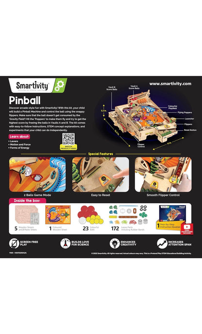 Smartivity DIY Pinball Machine - Award-Winning STEM Learning Toy for Kids Ages 8+ | Build Your Own Wooden Arcade Game