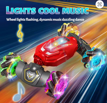 Gesture-Sensing RC Stunt Car – 4WD Drift, 360° Rotation, LED Light-Up Wheels, Rechargeable Remote Control Car