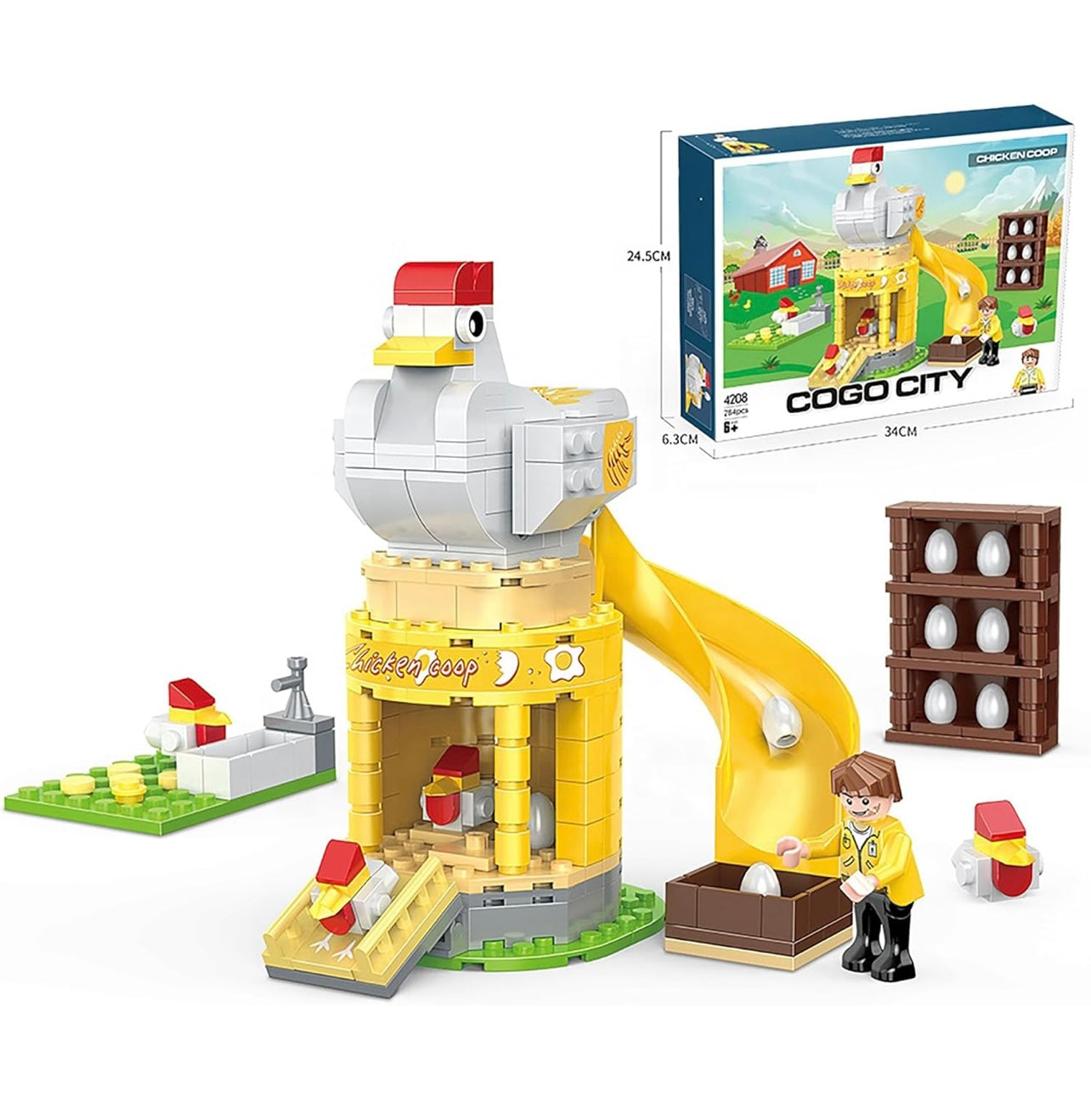 Giant Chicken Coop Building Blocks Set with Slide