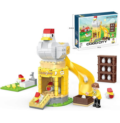 Giant Chicken Coop Building Blocks Set with Slide