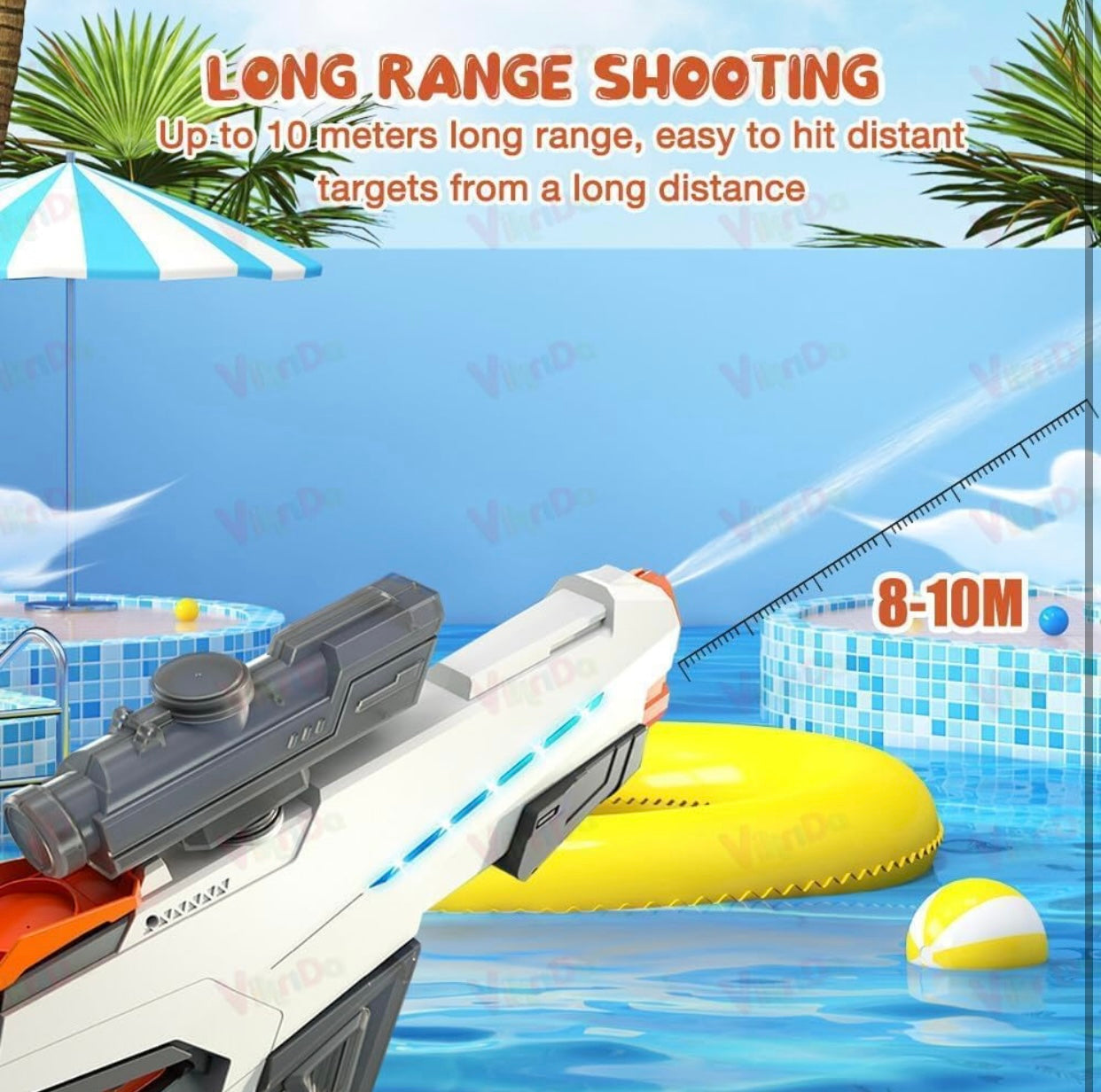 Premium Electric Water Gun with Scope – Automatic Rechargeable Water Blaster with LED Lights | High Power Summer Toy for Kids
