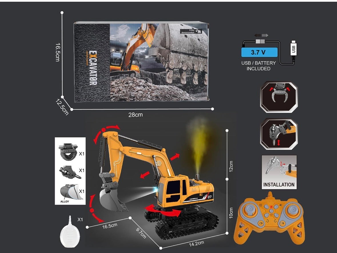 🚜 Remote Control Excavator Toy with Dump Truck – Realistic Construction Vehicle Set