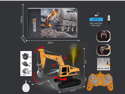 🚜 Remote Control Excavator Toy with Dump Truck – Realistic Construction Vehicle Set