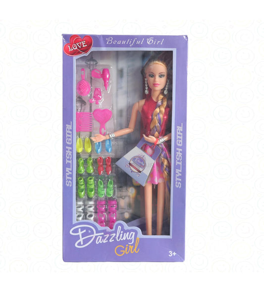 Dazzling Girl Fashion Doll Playset – Stylish Hair & Accessories (3+)