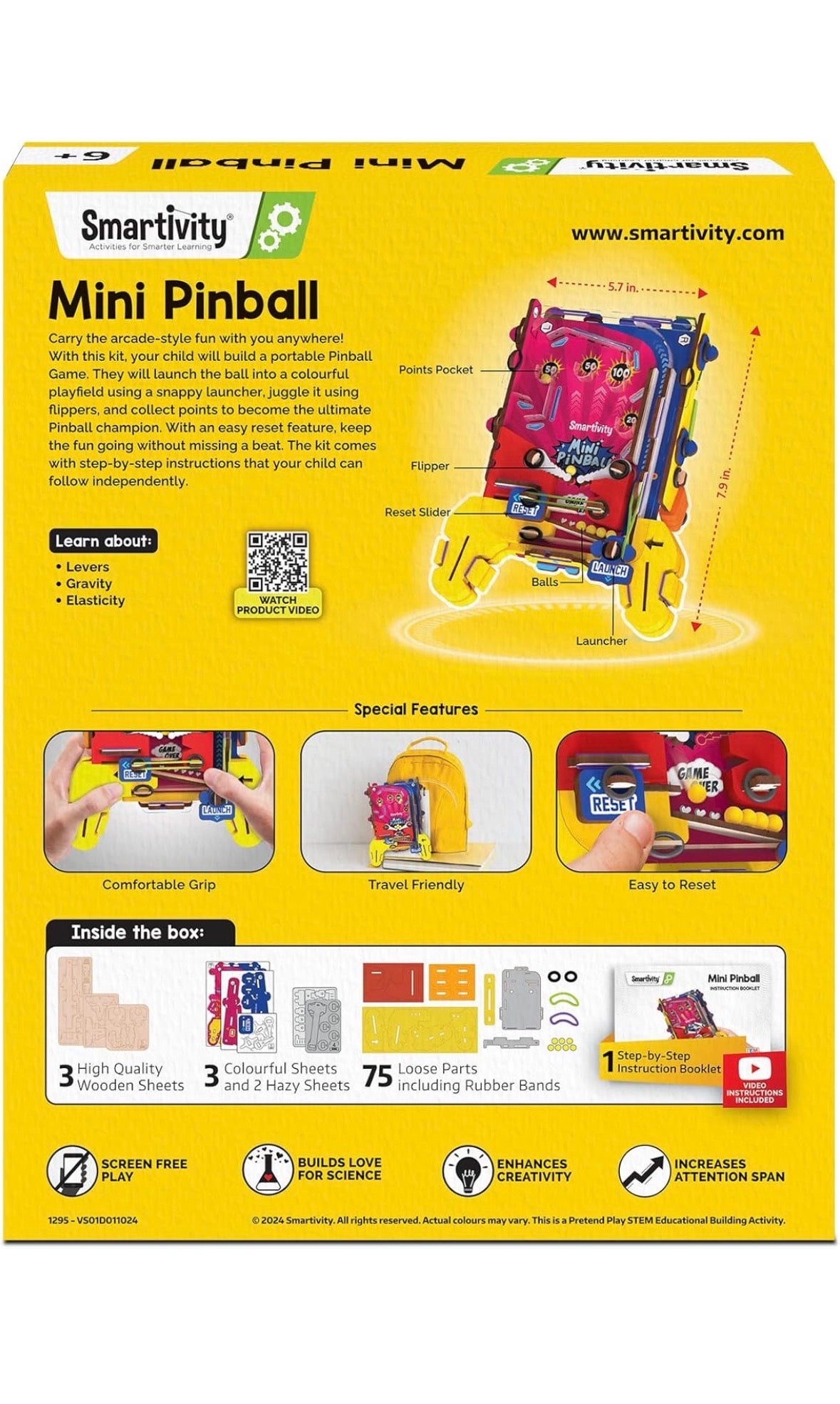 Smartivity Mini Pinball | DIY STEAM Building Kit for Kids 6-12 | Pocket-Sized Fun | Learn Physics & Engineering | Eco-Friendly STEM Toy