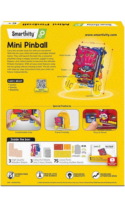 Smartivity Mini Pinball | DIY STEAM Building Kit for Kids 6-12 | Pocket-Sized Fun | Learn Physics & Engineering | Eco-Friendly STEM Toy