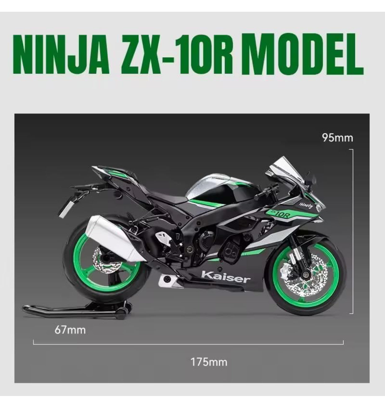 1:12 Kaiser Ninja Style Die-Cast Motorcycle Model – Green Edition