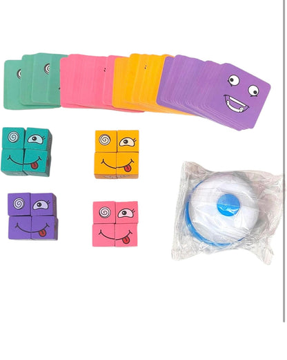 Emoji Face Matching Game – 70+ Challenge Cards, 4 Emoji Face Cubes & Winner Bell (Family & Kids Fun Game)