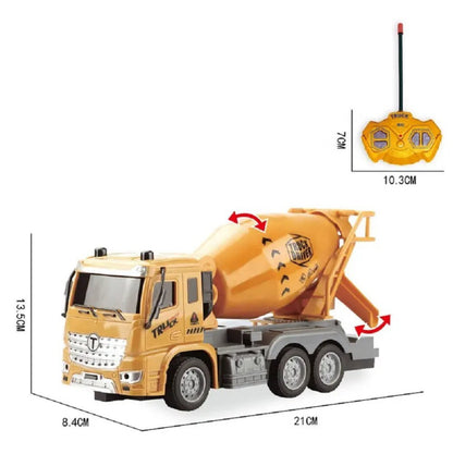 1:16 RC Construction Cement Mixer Truck – Remote Control Construction Vehicle Toy for Kids (32cm)